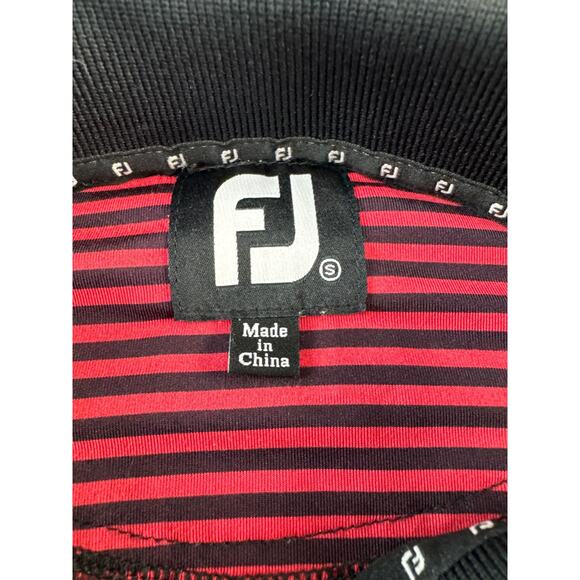 FootJoy FJ Mens Size‎ Large Red Black Striped Stretch Golf Polo Shirt - Picture 2 of 9